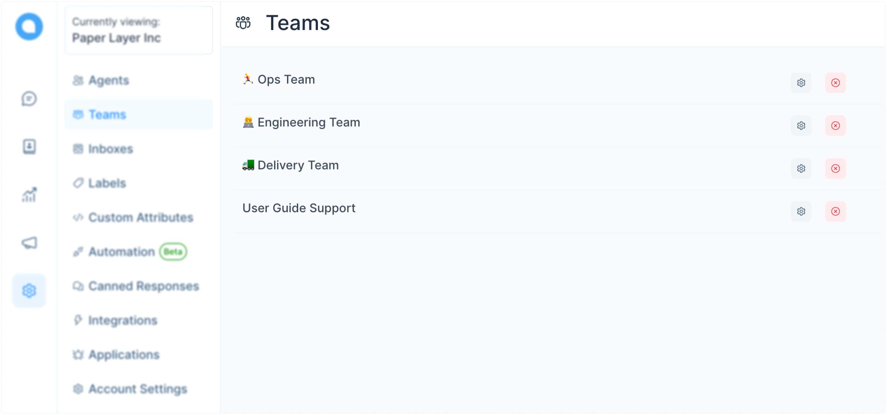 Lista de equipos