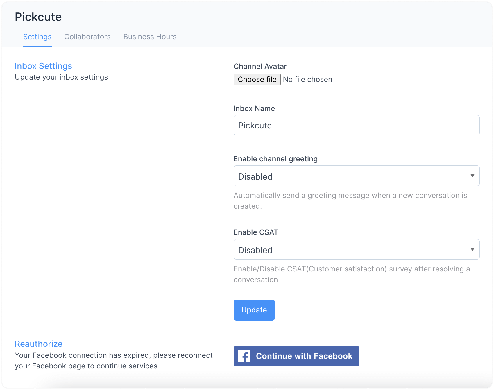 Configuraciones del Inbox de Facebook