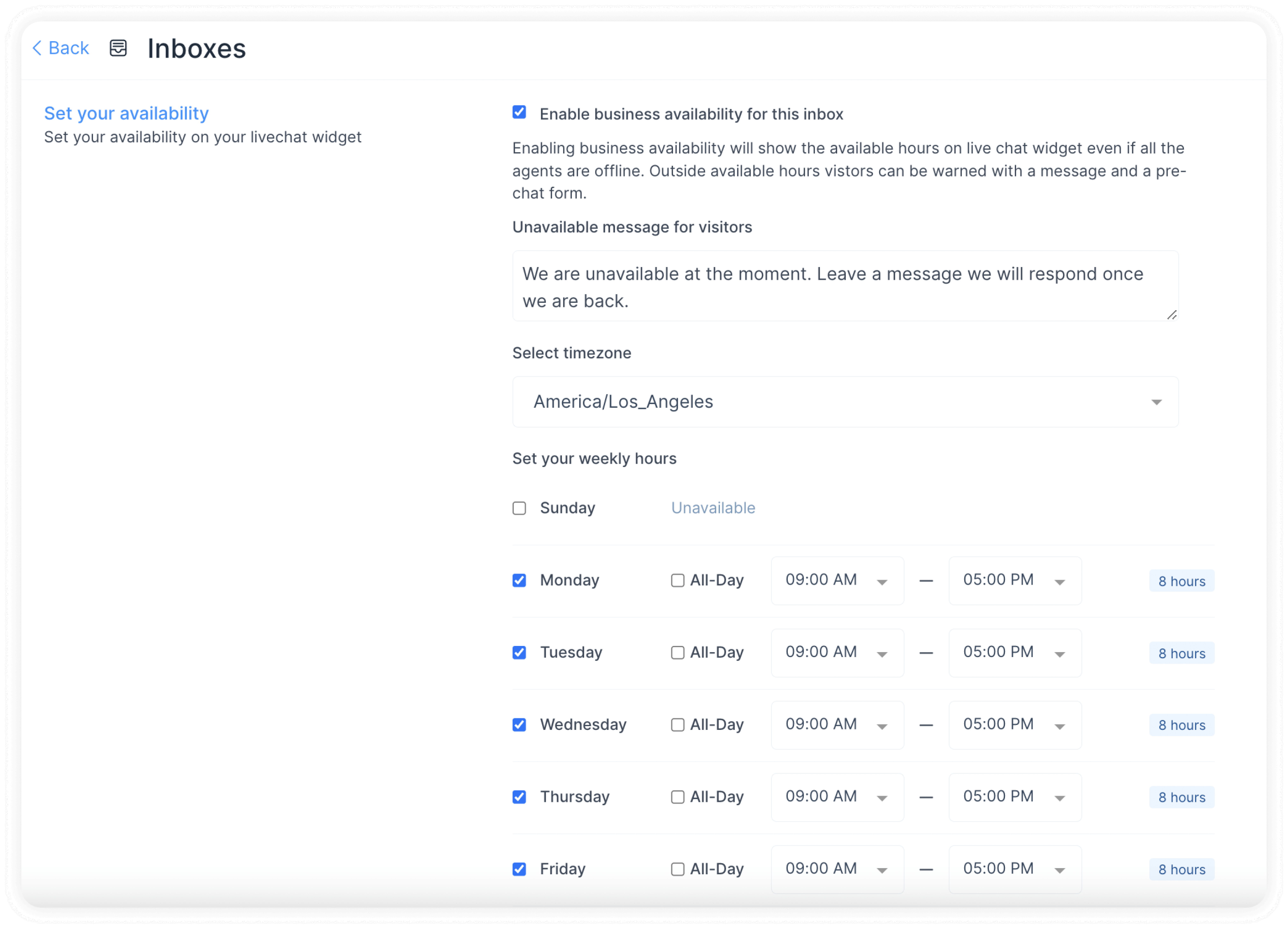 Horarios de Atención