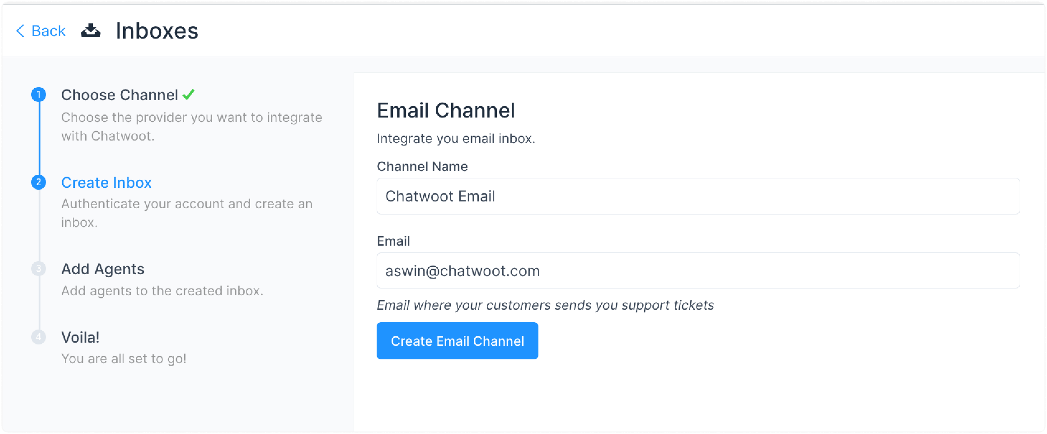 Configuración del canal de correo en WhatChat