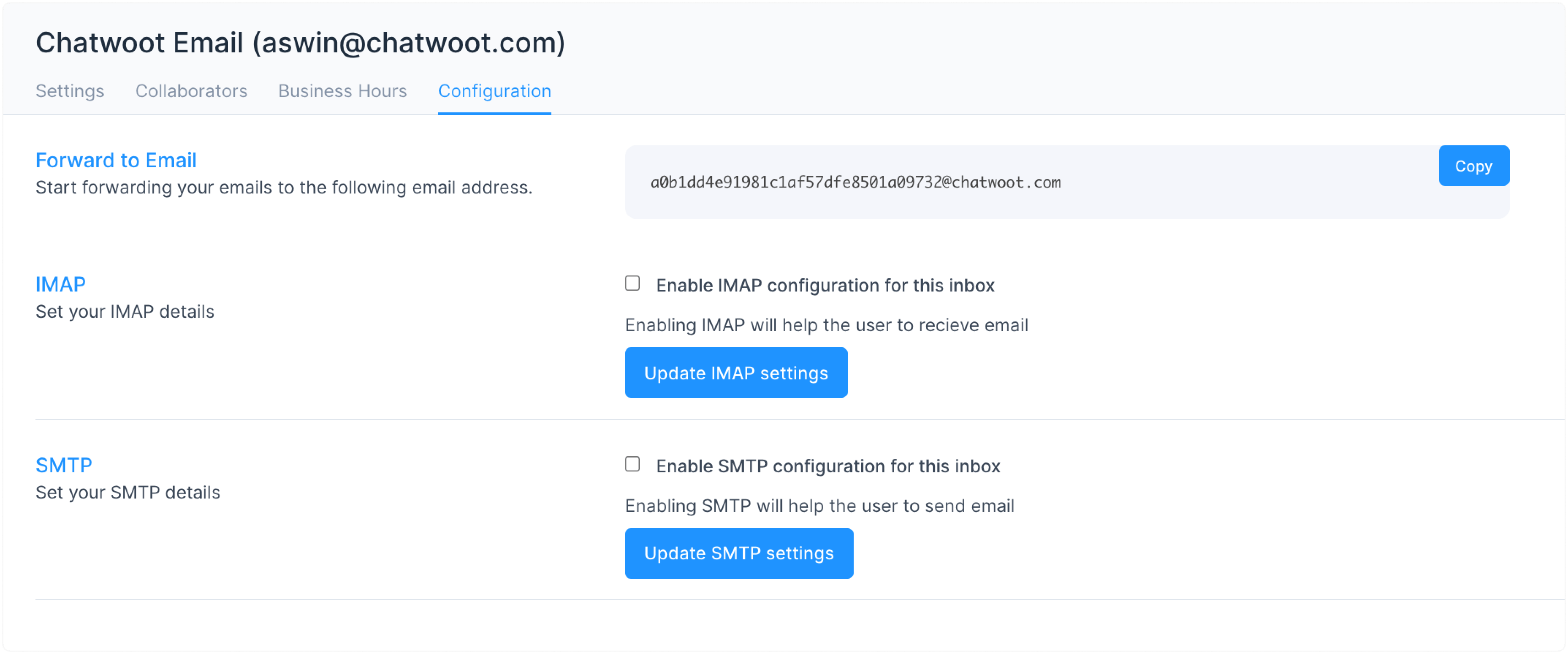 Configurar IMAP en WhatChat