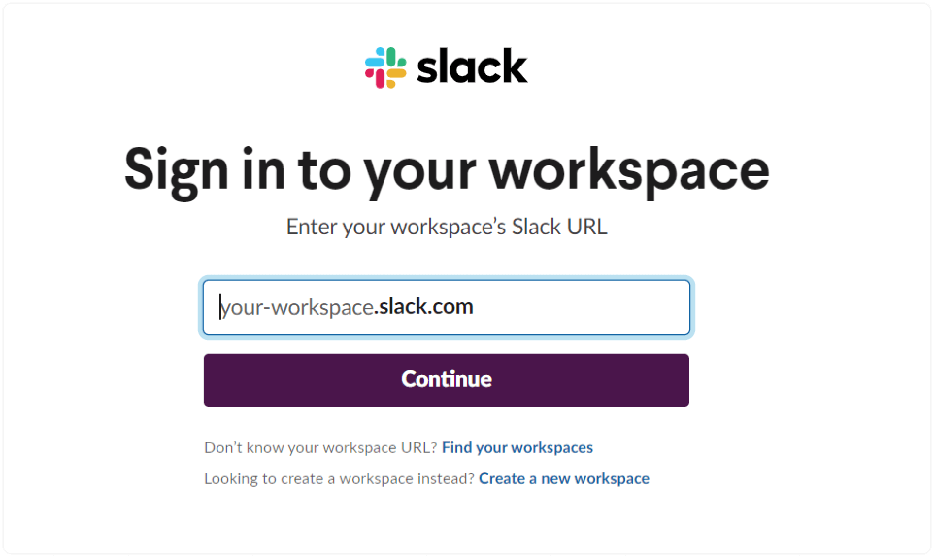 Ingreso de URL de Slack