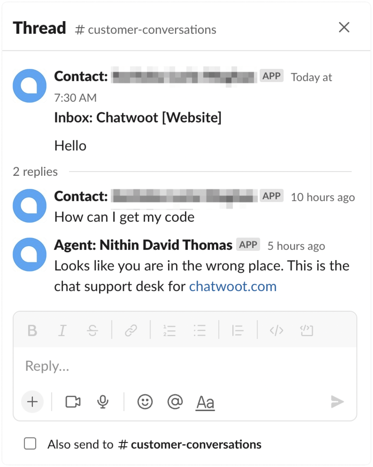 Respuesta desde Slack en WhatChat