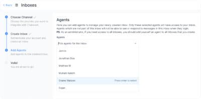 adding agents to inbox