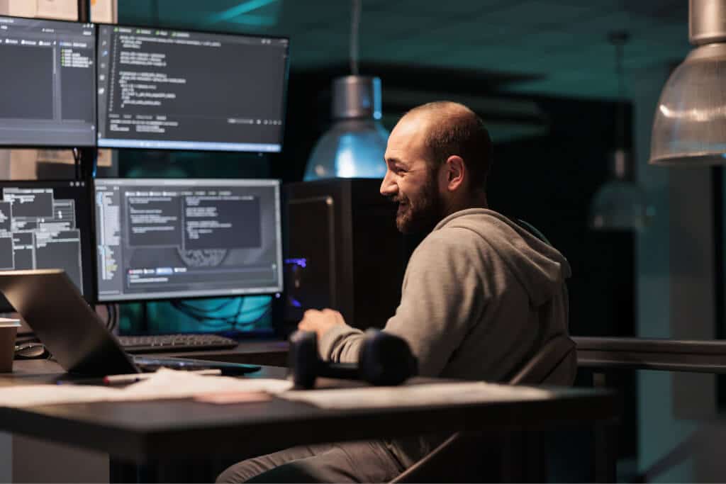 happy programmer celebrating coding achievement 2023 11 27 04 54 38 utc